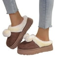 thumbnail image 1 of Women Platform Fuzzy Slippers Soft Plush Winter Slippers Clogs Indoor Outdoor Slip on Home Shoes for Women Men Brown Size 6, 1 of 8