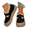 thumbnail image 1 of Leozcaa Women's Winter Warm Shoes Comfort Cotton Lined Ankle Lightweight Moccasins Canvas Flat Snow Boots, 1 of 6