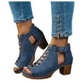 thumbnail image 1 of Leozcaa Womens Chunky Heels Wedge Sandals Peep Toe Ankle Booties Back Zipper Suede Side Dressy Casual Shoes, 1 of 8