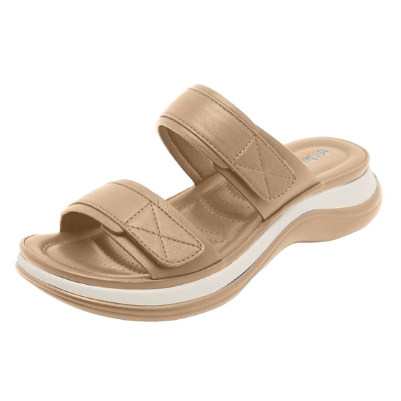 Leozcaa Womens Recovery Sandals Comfy Plantar Fasciitis Arch Support Orthotic Thick Cushion Sport Slide