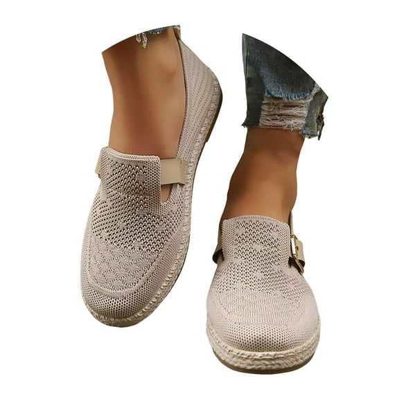 Leozcaa Womens Slip On Walking Shoes Espadrille Lightweight Buckle Comfort Casual Running Sneakers