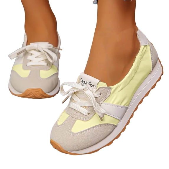 Leozcaa Womens Sneakers Lightweight Spring Fall Shoes Non-Slip Lace Up Fashion Sneakers for Women 2025