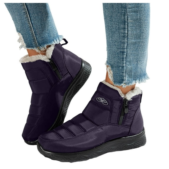 Leozcaa Womens Waterproof Hiking Winter Snow Boots Insulated Warm Liner Lightweight Outdoor Short Boots