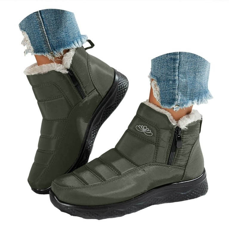 Leozcaa Womens Waterproof Hiking Winter Snow Boots Insulated Warm