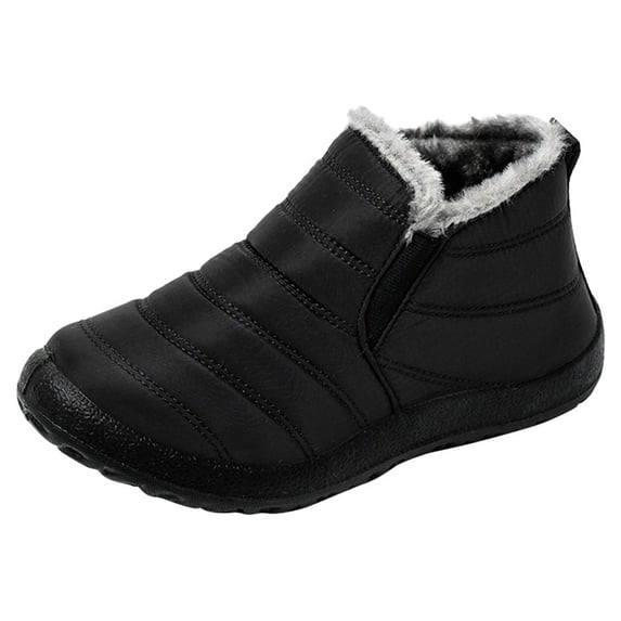 Leozcaa Womens Winter Snow Boots Ankle Booties Warm Lined Waterproof Insulated Slip On Outdoor Shoes
