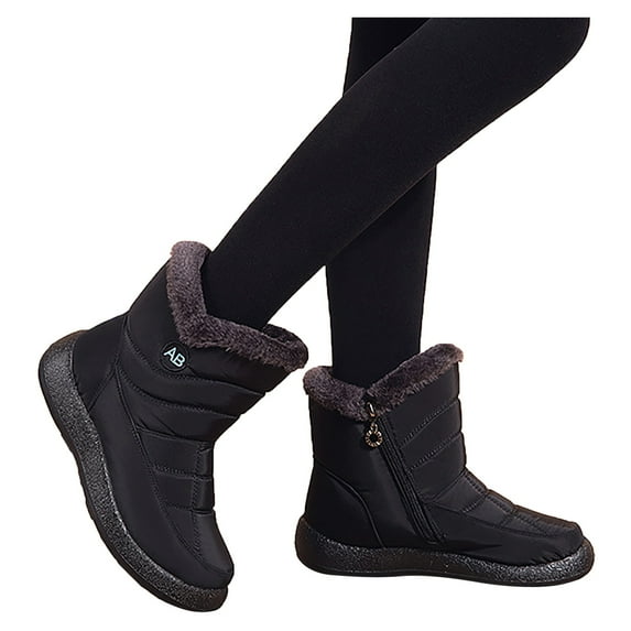 Leozcaa Womens Winter Snow Boots Warm Lined Waterproof Ankle Boots Outdoor Booties Comfortable Shoes