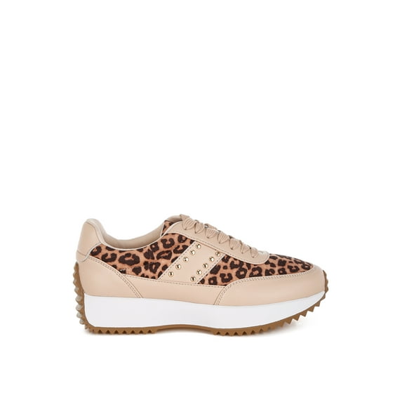 Lepark Real Leather Leopard Print Sneakers