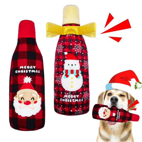 Lepawit Christmas Dog Toys, 2 Pack Crunchy Water Bottle Dog Toys, Dog Gifts for Christmas, Squeaky Dog Toy for Medium and Large Dogs, No Stuffing & Replaceable