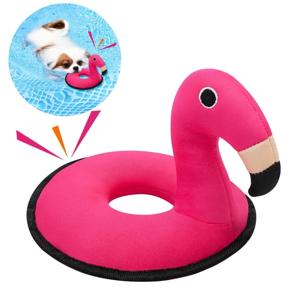 Lepawit Floating Dog Toys for Water Fetch, Squeaky Water Toy for Small and Medium Dogs - Flamingo