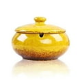 thumbnail image 1 of Lependor Ceramic Ashtray with Lids, Windproof, Cigarette Ashtray for Indoor or Outdoor Use，Ash Holder for Smokers,Desktop Smoking Ash Tray for Home Office Decoration - Yellow, 1 of 6