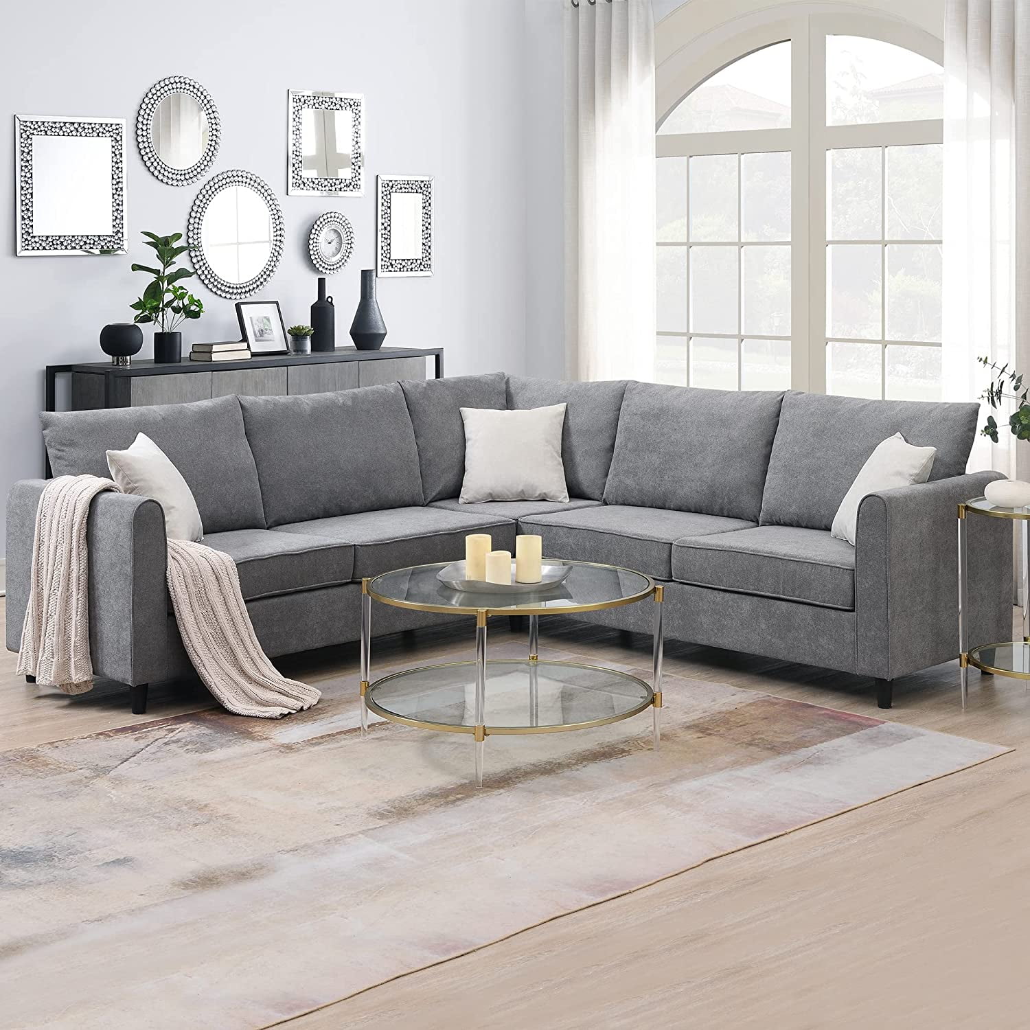Lepfun 88 x 88 Modern Upholstered Living Room Sectional Sofa Furniture