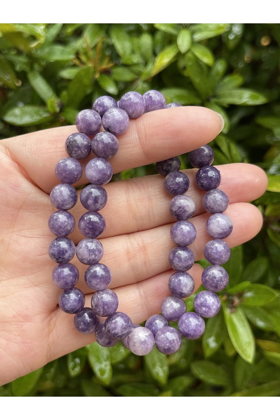 Lepidolite Crystal Bead Bracelet 8mm, Genuine Lepidolite Stretch Gemstone Bracelet, Healing Crystal Bracelet Bead Bracelet, Gift for Men & Women