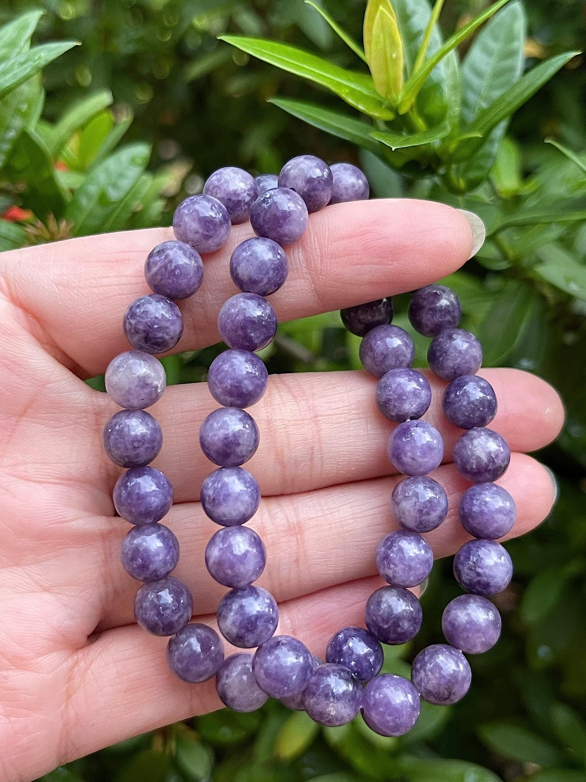 Lepidolite Crystal Bead Bracelet 8mm, Wholesale Genuine Lepidolite Stretch Gemstone Bracelet, Lepidolite Gift for Men & Women (3)