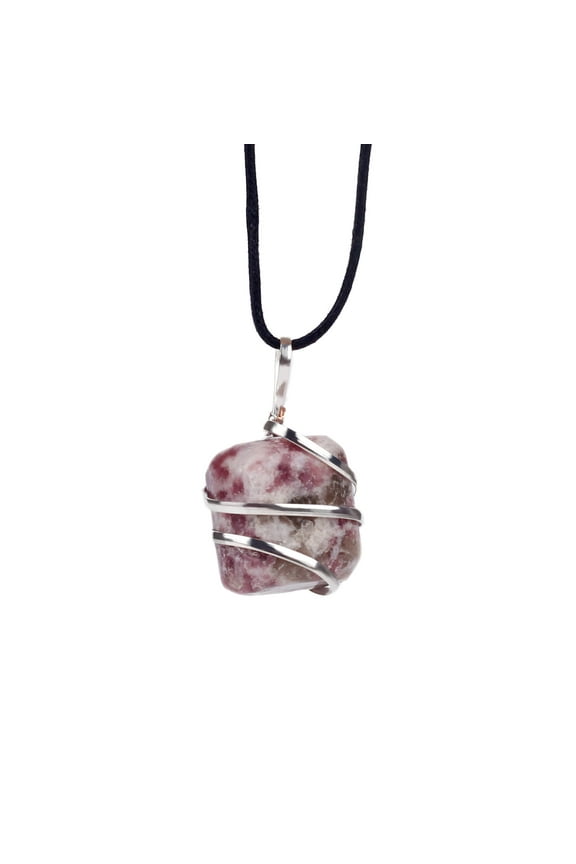 Lepidolite Healing Crystal Necklace - October Birthstone - 18-22 Inch Adjustable Cord - With a Premium Carrying Pouch - Crystal Gifts for Women