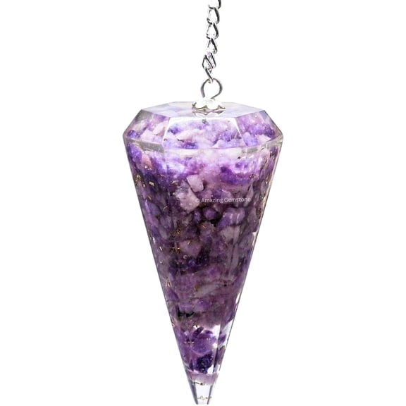 Lepidolite Orgone Crystal Pendulums for Divination and Dowsing
