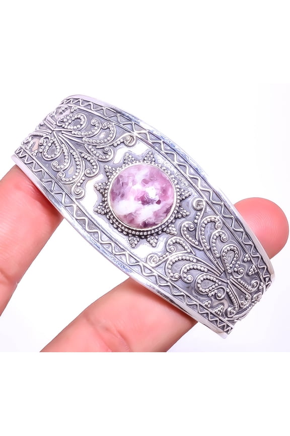 Lepidolite - San Diego 925 S Bali Sterling Silver Cuff Adst. C7879-81 A384, Valentine's Day Gift, Birthday Gift, Beautiful Jewelry For Woman & Girls