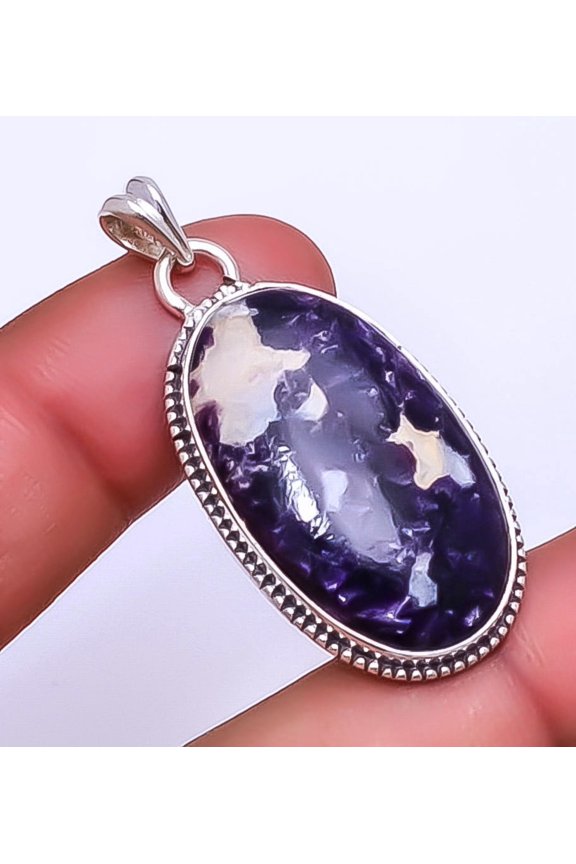 Lepidolite - San Diego Gemstone 925 Sterling Silver Pendant 1.95", Lepidolite Pendant, Gemstone Pendant