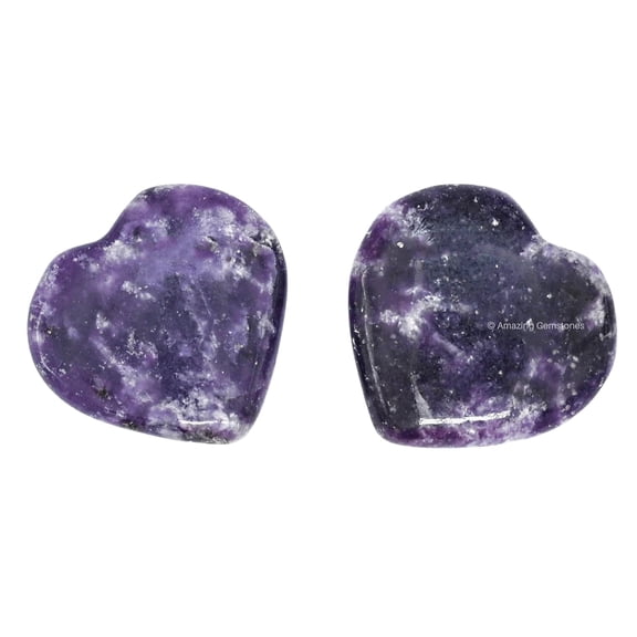 Lepidolite Stone Heart - Pack of 2 Crystal Heart Stones