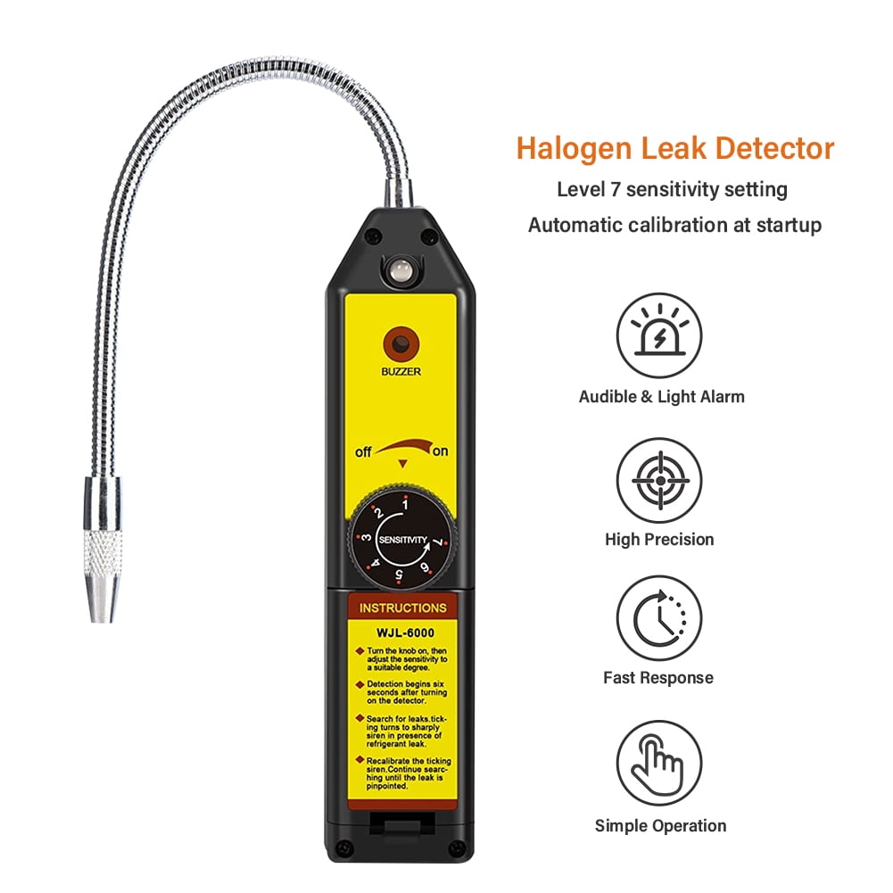 Lepmerk Freon Leak Detector WJL-6000 Refrigerant HVAC Leak Detector Halogen Gas Sniffer Automotive Gas Finder Halogen Leakage Tester Checker for R134a R410A R12 R22 R404A
