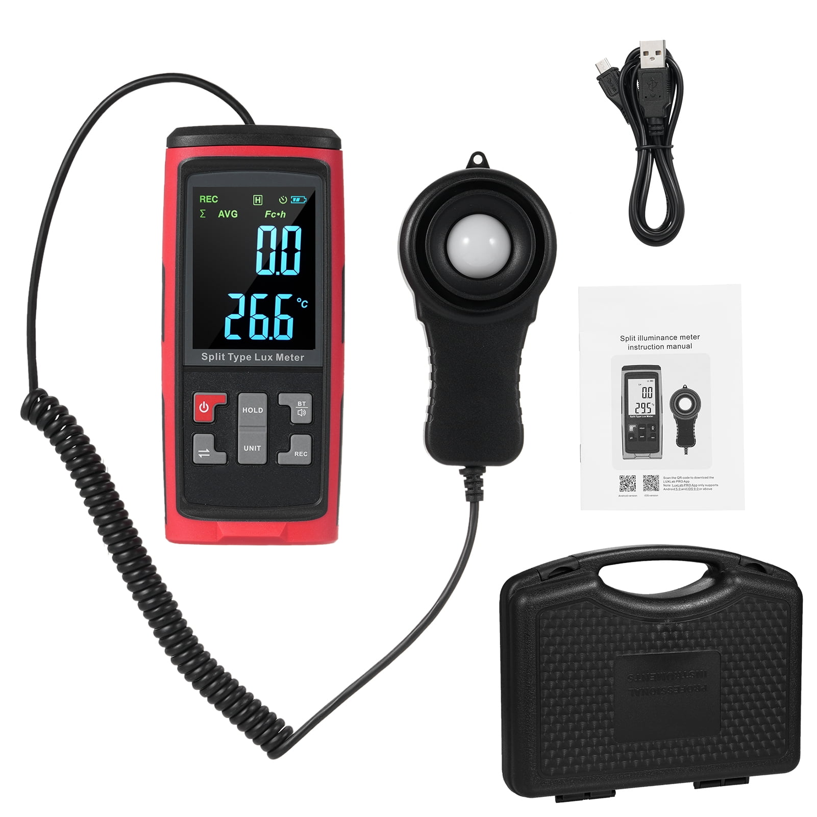 Lepmerk Illuminometer,Meter Lux Meter 000 Lux Lux/Fc 0200 000 Lux