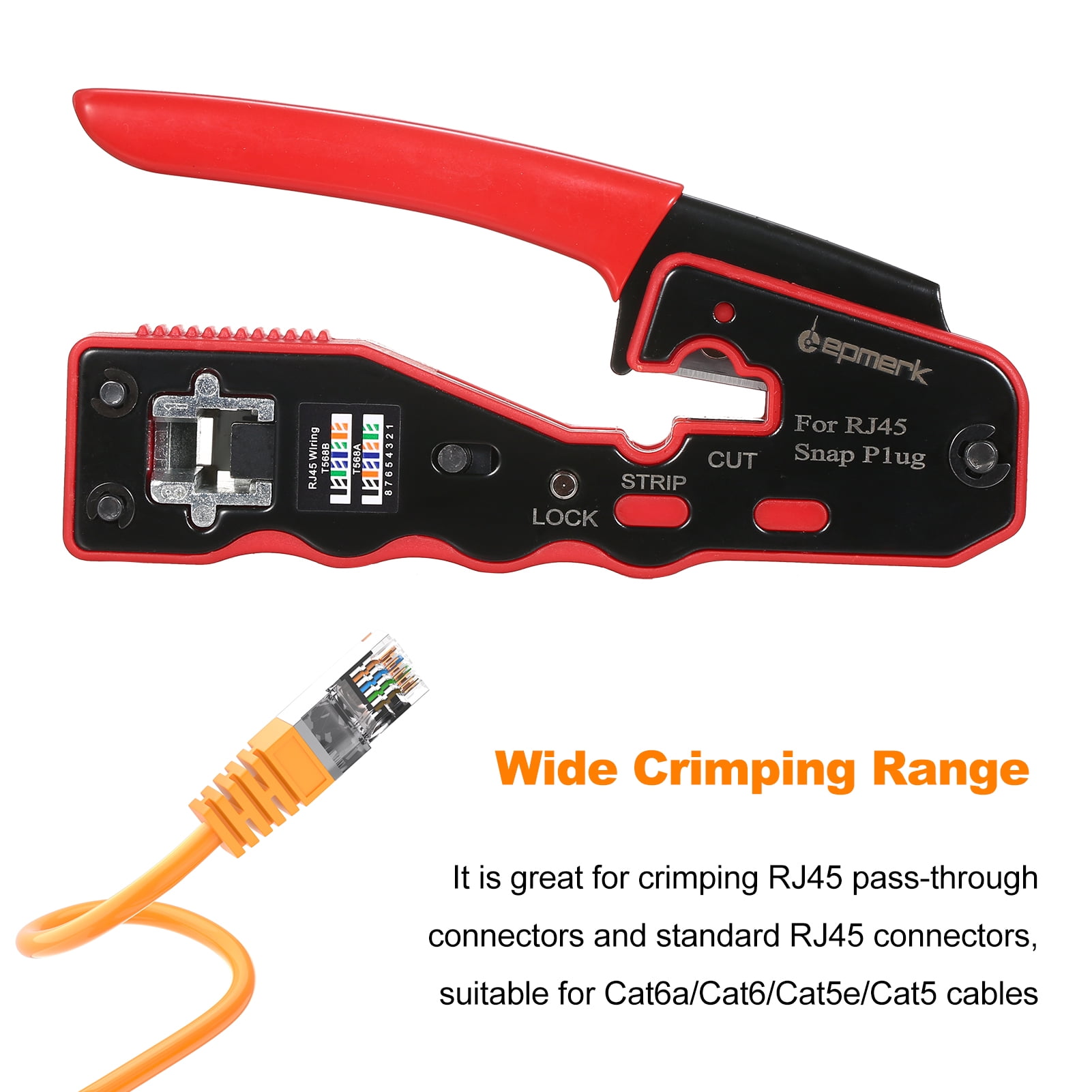 Lepmerk Network Cable Tester Kit, RJ45 Crimp Tool with Pass Through