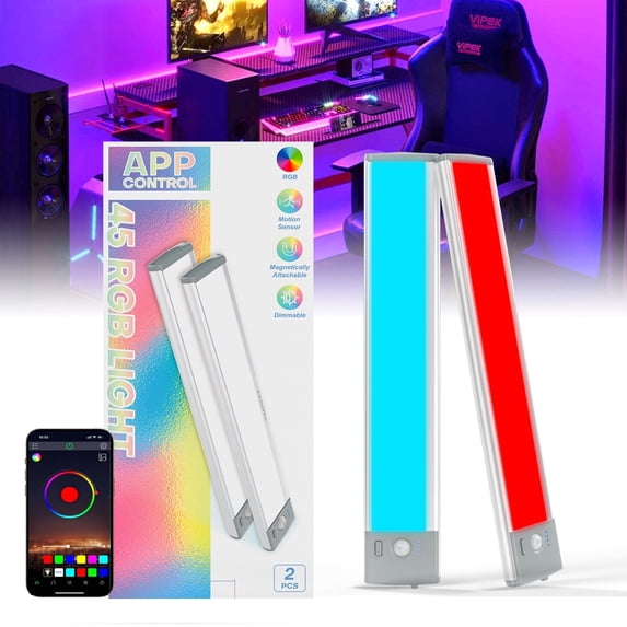 Lepotec Dimmable 45RGB LED Smart Night Light, 8 Colors Changing 2-Pack,
