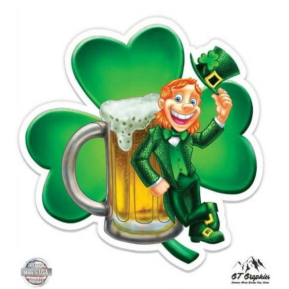 Leprechaun - 5" Vinyl Sticker - For Car Laptop I-Pad - Waterproof Decal