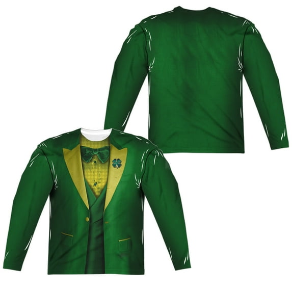 Leprechaun Costume (Front - Back Print) - Regular Fit Long Sleeve Shirt - Large