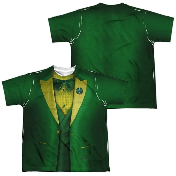 Leprechaun Costume (Front - Back Print) - Youth Short Sleeve Shirt - Large