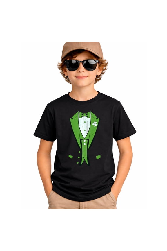 Leprechaun Costume Irish Tuxedo Funny Boys St Patricks Day T-Shirt