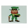 thumbnail image 1 of Leprechaun Cutting Board, Happy Cartoon Long Bearded Rich Irish Elf Character with Green Hat and Clothes, Decorative Tempered Glass Cutting and Serving Board, in 3 Sizes, by Ambesonne, 1 of 2