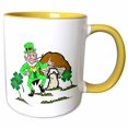 thumbnail image 1 of 3drose, Leprechaun Dancing, 11oz Two-tone Yellow Mug, 1 of 6