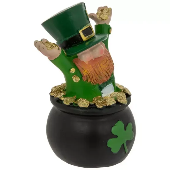 Leprechaun In Pot Of Gold Figurine Table Decoration St Patrick's Day Home Décor
