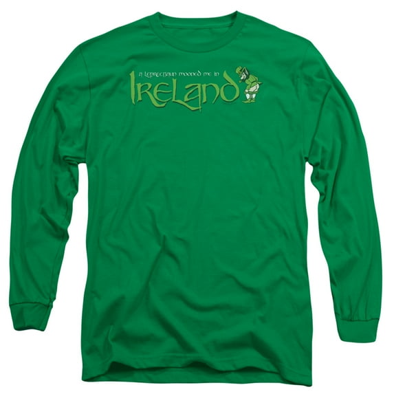 Leprechaun Moon Mens Long Sleeve Shirt Kelly Green MD