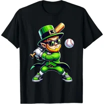 Leprechaun Playing Baseball St Patricks Day Sport Mens Boys T-Shirt