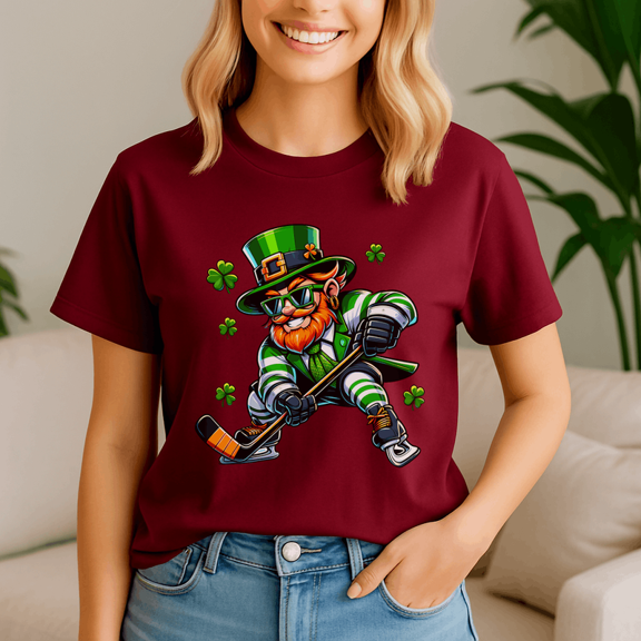 Leprechaun Playing Hockey, Patrick Day Shirt, Irish Patrick Day, St Patricks Day Tee, Shamrock Tshirt, Leprechaun Gift, Happy St Patricks Day