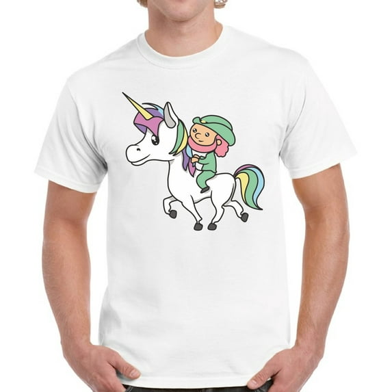 Leprechaun Riding A Unicorn Graphic Shirt - St Patrick's Day Tees for Men - Irish American Party T-Shirt Outfit Gifts