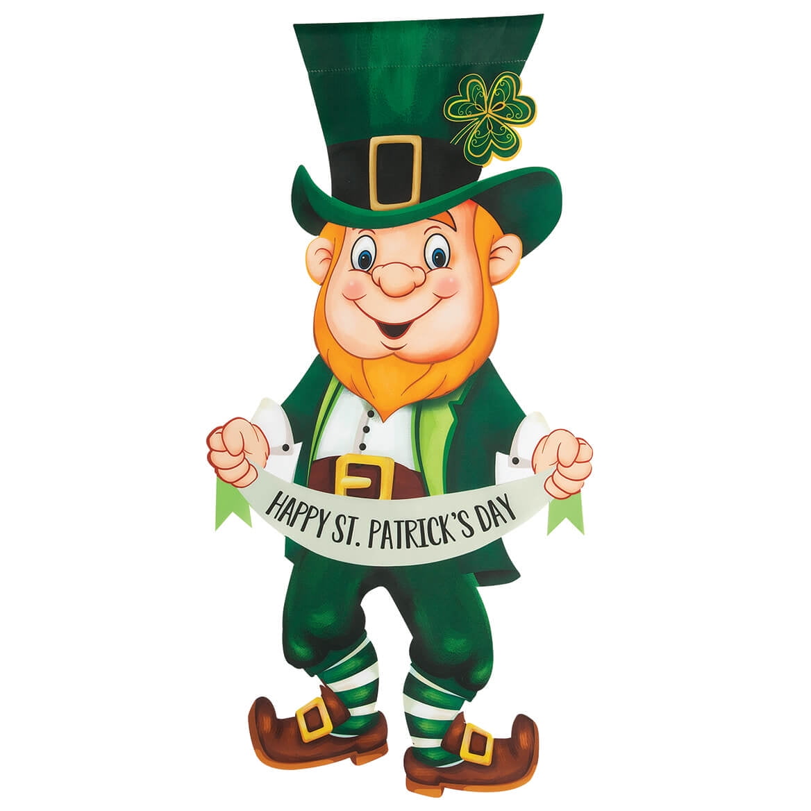 Leprechaun-Shaped Green and Orange Polyester Garden Flag