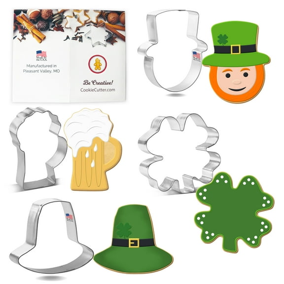 Leprechaun St Patricks Day Cookie Cutter 4 Pc Set - Foose Cookie Cutters - USA Tin Plated Steel