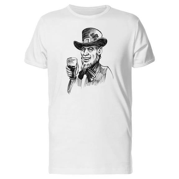 Leprechaun With Beer Cool Sketch T-Shirt Men -Image by Shutterstock, Male XX-Large