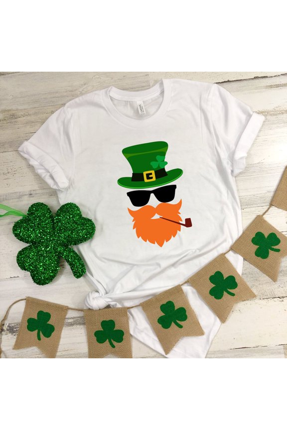 Leprechaunface Shamrocks Patricks Funny Lucky Matching T-Shirt