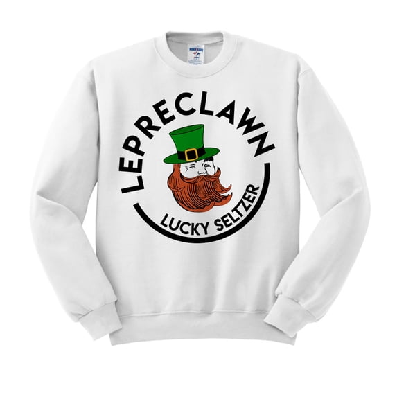 Lepreclawn Funny St. Patrick's Day Sweatshirt Medium White
