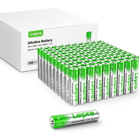 Lepro 100-pack AAA Alkaline Batteries, 1.5 Volt , Holds Long Lasting Power Up to 5 Years, Non-rechargeable