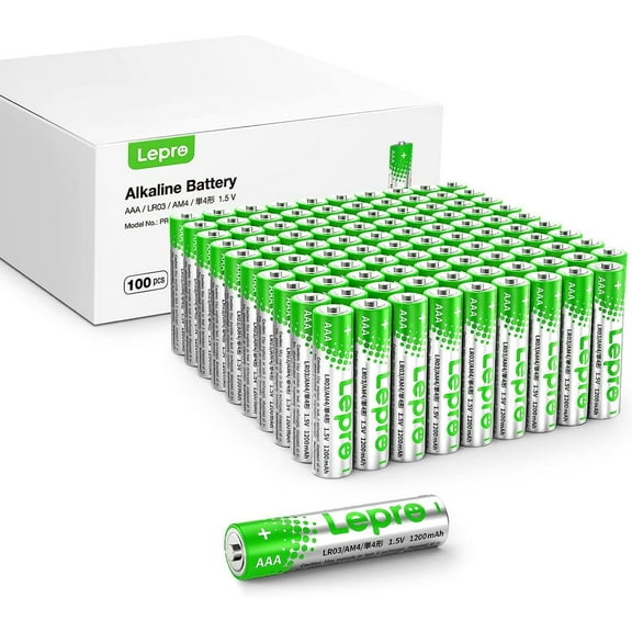 Lepro 100-pack AAA Alkaline Batteries, 1.5 Volt , Holds Long Lasting Power Up to 5 Years, Non-rechargeable