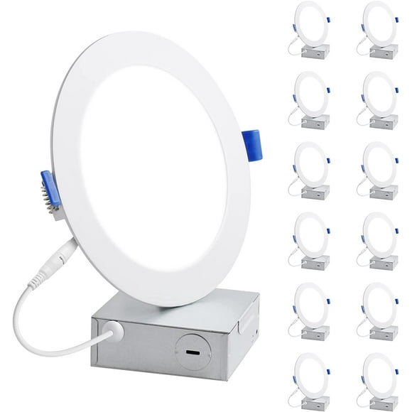 Lepro 12 Pack 4 inch Canless LED Recessed Light Ultra-Thin, Dimmable Downlight 5000K Daylight with Junction Box, 750LM High Brightness 10W Eqv 80W, ETL and Energy Star Certified, 50,000hrs Lifespan