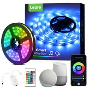 Lepro 16.4ft Smart Led Strip Light for Room ,5050 RGB Led Lights for Bedroom with App Control Remote, Music Sync Color Changing Lights for Room Party