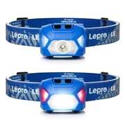 Lepro 2-Pack Battery-Powered Head lamp, 1300 Lux Super Bright with Adjustable Headband, 6 Modes including Red Light, IPX4 Waterproof Suitable for Camping and Outdoor Activities .Blue