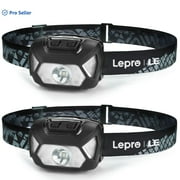 Lepro 2-Pack Battery-Powered Head lamp, 1300 Lux Super Bright with Adjustable Headband, 6 Modes including Red Light, IPX4 Waterproof Suitable for Camping and Outdoor Activities