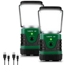 Lepro 2-Pack LED Camping Lanterns with Rechargeable Battery, 1000LM 4400mAh Long-lasting Perfect Lantern Flashlight for Hurricane and Power Outage Emergency Backup
