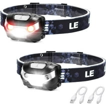 Lepro 2-Pack LED Headlamps with Rechargeable Battery , L3200 High Lumen Headlight with 5 Modes White Red Light, Waterproof Forehead Flashlight for Outdoor Camping, Hiking, Hunting, Running